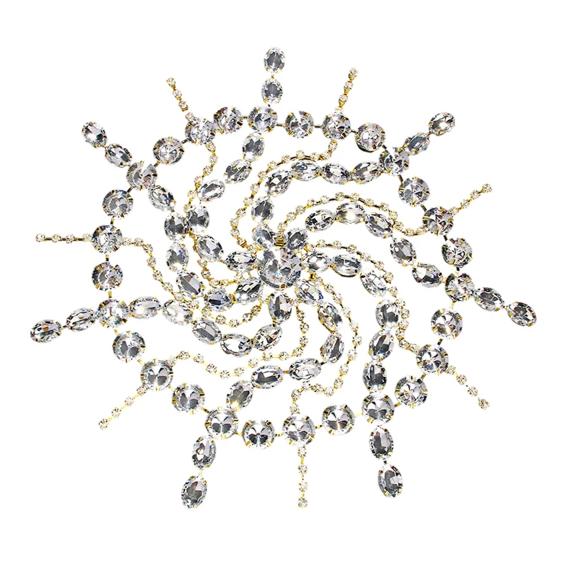 Rhinestone hair chain tassel headdress hollow prom hat Hair Decoration Women