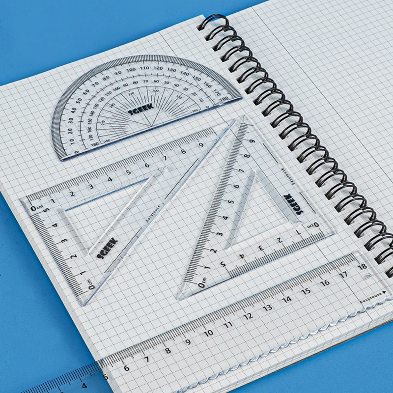 18cm Ruler Set Student Drawing Stationery Set Transparent Triangle Board Straightedge Ruler Set