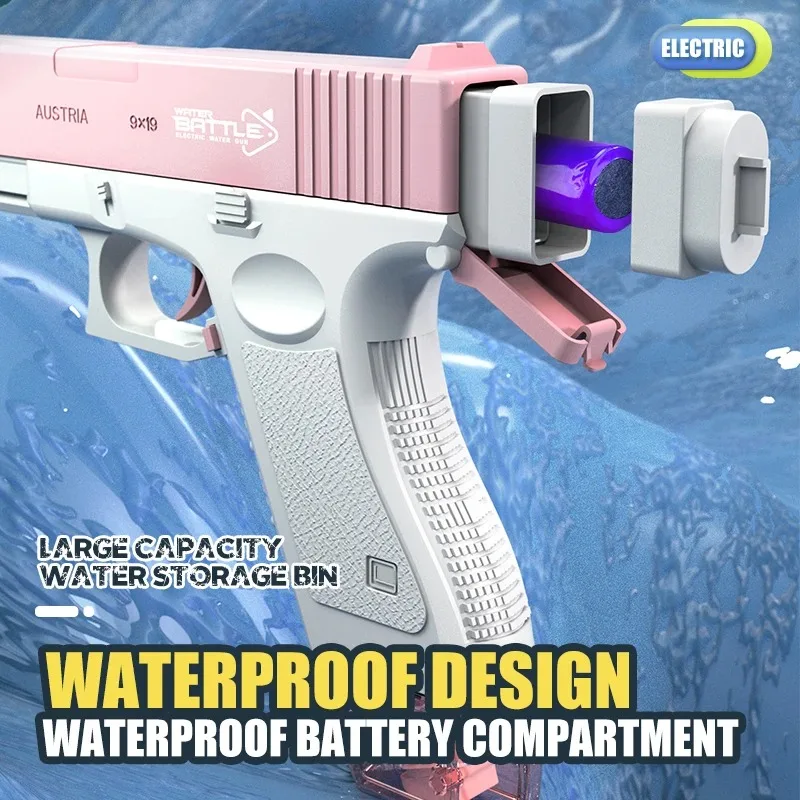 New Water Gun Electric Glock Pistol Shooting Toy Full Automatic Summer Beach Outdoor Fun Toy For Children Boys Girls Adults Gift 3