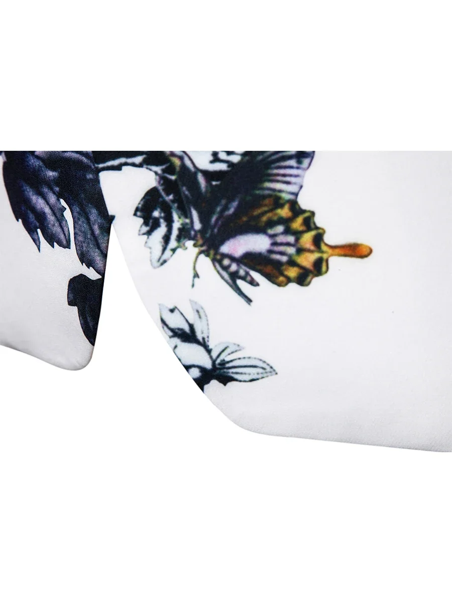 Description Picture 4 of item2024 Mens Floral Print Blazer Jacket Men Korean Trend Streetwear Hip Hop Casual Suit Male Slim Fit Blazers Masculino Homme Coat