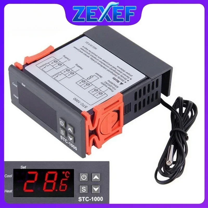 STC-1000 ดิจิตอล LED กาต้มน้ําอุณหภูมิ Sensor ท่อเครื่องทําความร้อนเทอร์โม 2 รีเลย์คอนโทรลเลอร์ NTC องศาเซนติเกรดเอาต์พุตเครื่องมือ 1