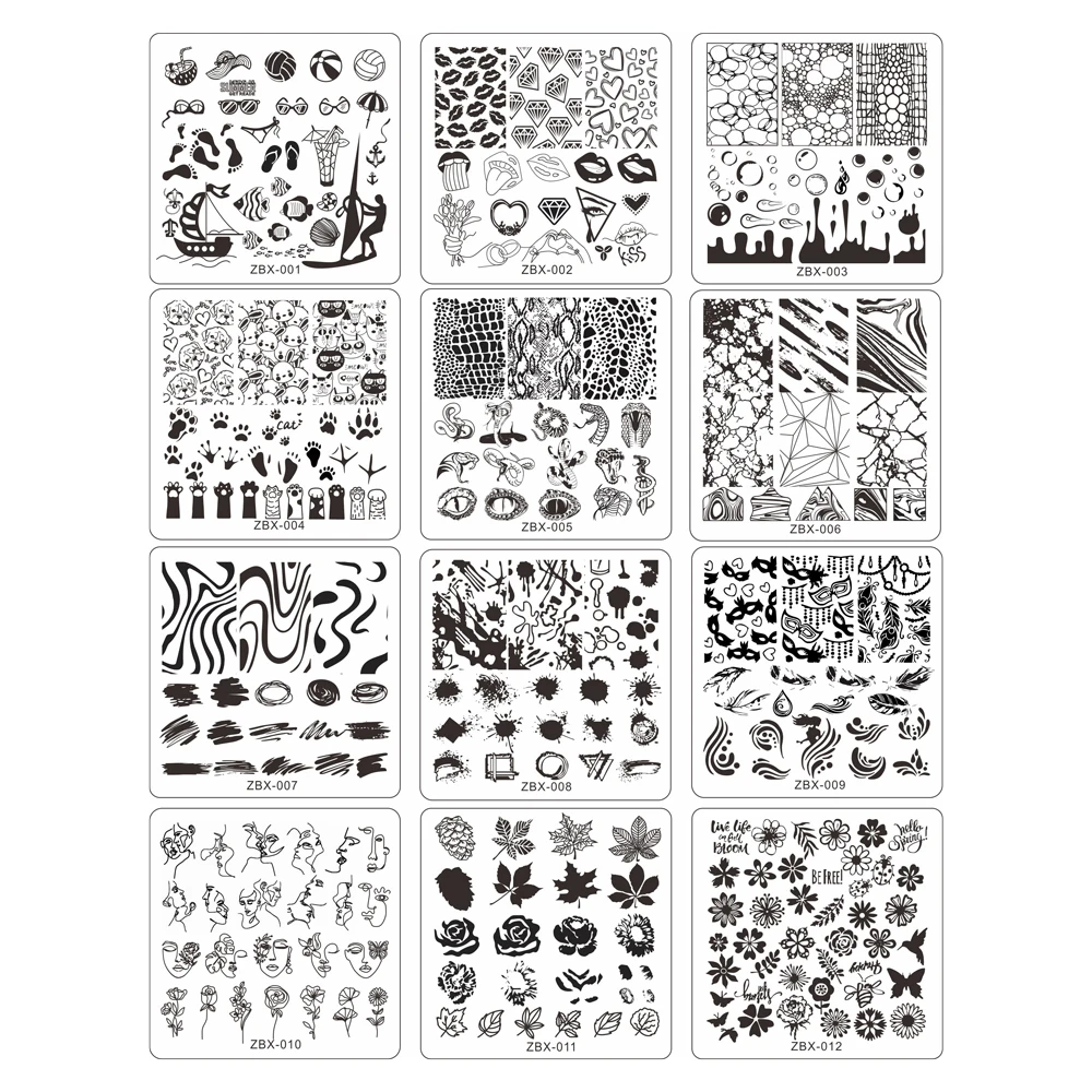 Dragon Eye Ink Stamping Plates  Cute Cat Claw Dog Stainless Steel Image Stencil Flower Leaf Nail Art Stamp Templates Line Face 2