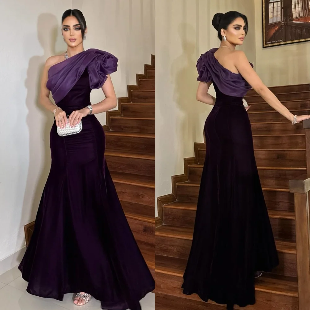 Robe de Sirène Froncée à Plis Formel, Longue à une Épaule Dénudée, sur Mesure, Style Moderne, à la Mode