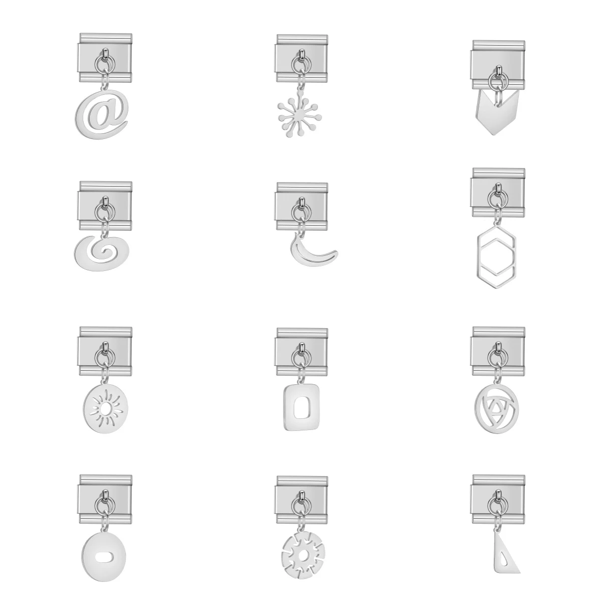Nedar Geometric Banana Snowflake Pendant Square Beads fit Italian Charm Stainless Steel Bracelet Jewelry DIY Making Wholesale