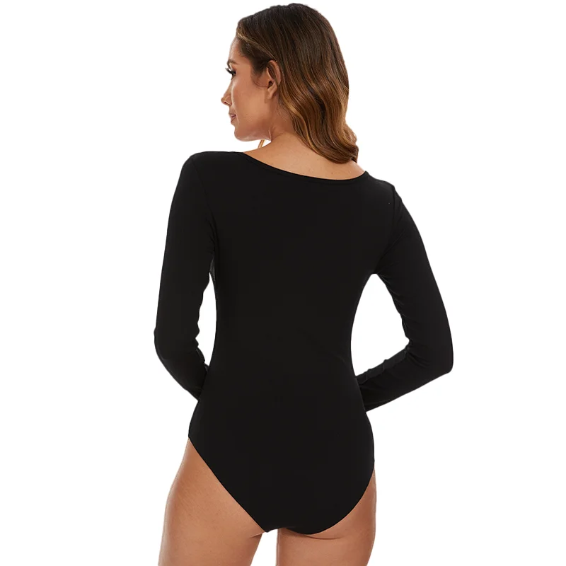 Women Round Neck Body Shaper Long Sleeve Shapewear Sexy Ribbed Bodysuit Front Button Compression Fitness Tummy Control Outfit 12 Sf3fa247fee8a4d159ae5f5bc3a910552O