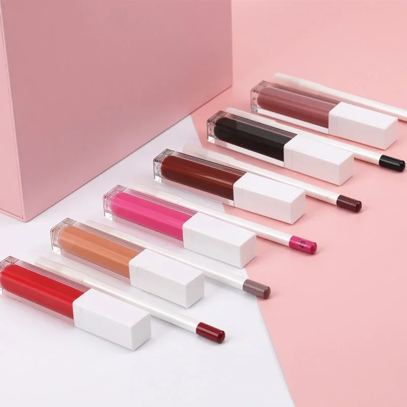 21 Colors Vegan Lip Gloss Lip Liner Kit Private Label Lip Glaze Non-sticky Matte Lipstick Lipliner Set Makeup Wholesale 4