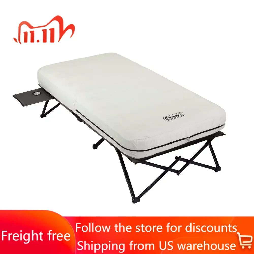

Air Mattress & Battery Pump Tourist Camp-cot Twin Camping Supplies Camping Cot With Side Tables Nature Hike Freight Free