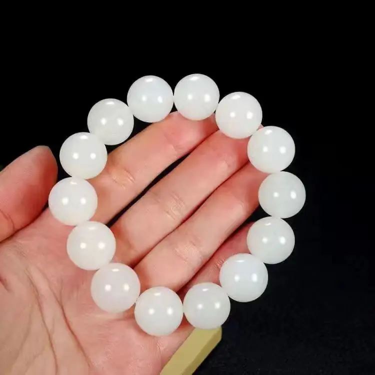 

White Jade Round Bead Bracelet Transfer Round Bead Bracelet Chain