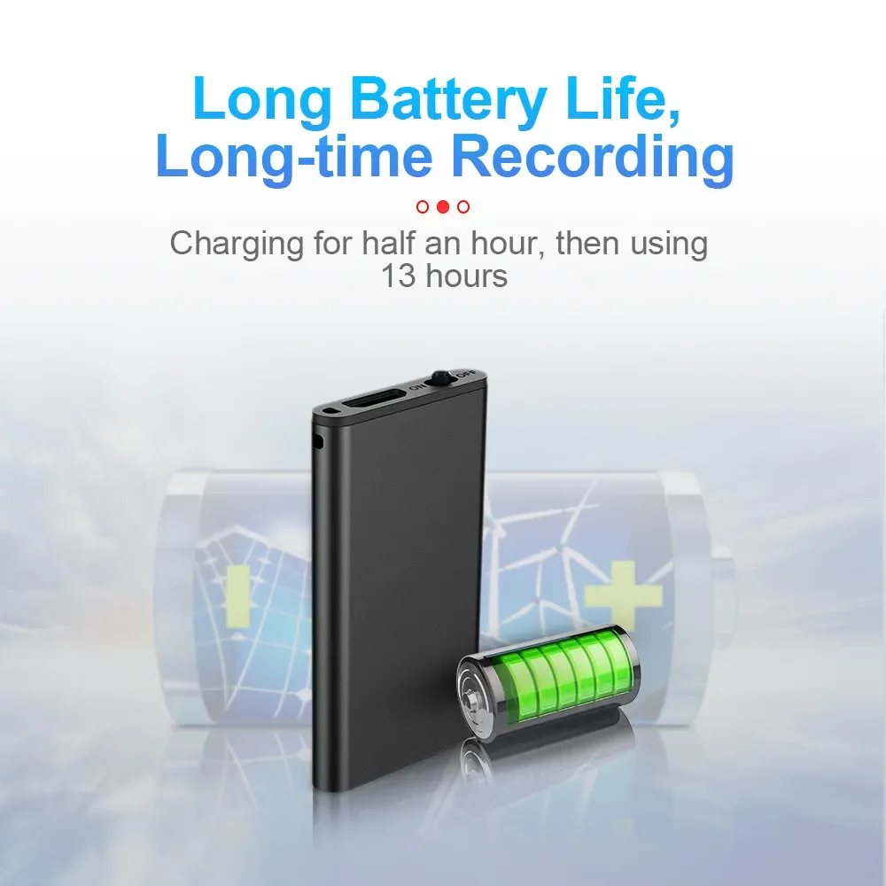 1pcs Ultra-Thin Tiny Mini Voice Recorder 32GB Digtal Professional Sound Activated Dictaphone Noise Reduce Record 8GB MP3 Player
