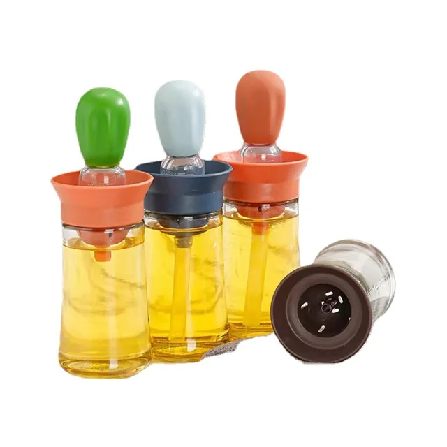 Olaj Spray -Palack Szilikonkefével 2 -Ben 1 Csepp Mérő Adagoló Palack Konyhai Sütéshez Bbq Grill Tészta Kefék