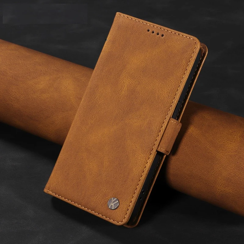 Litchi-Textured Leather Flip Wallet Case with Side Buckle