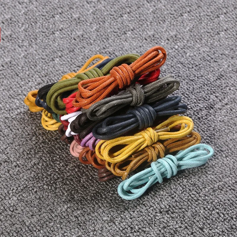 Cotton Waxed Leather Shoe Round Waxing Shoelaces 1Pair Durable Polyester Shoelaces Boots Lace Waterproof Leather Shoelace 18Color shoe laces shoe accessories