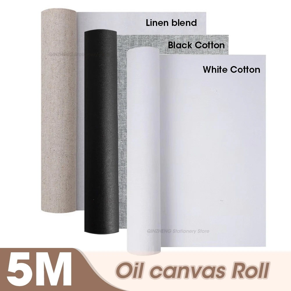 순수 예술 캔버스 롤, 화이트 블랙 코튼 및 린넨 블렌드, 빈 캔버스 유화 아크..