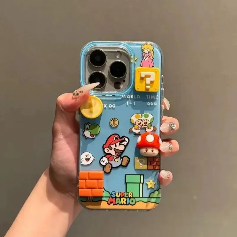 funda de teléfono con diseño de anime mario, estilo bloques, dibujos animados en 3d, para iphone 17, 16, 15 pro max, combinación de colores encantadora, regalo navideño Funda de Teléfono con Diseño de Anime Mario, Estilo Bloques, Dibujos Animados en 3D, para iPhone 17, 16, 15 Pro Max, Combinación de Colores Encantadora, Regalo Navideño 3