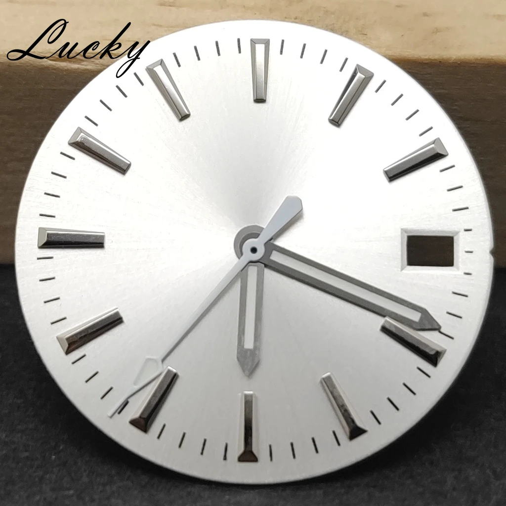 28.5mm Watch Sunburst Dial Face Date Window Baton Markers Black Hands Set Fit NH35 NH36 Automatic Movement ﻿