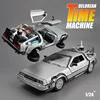 WELLY 1:24 Diecast Alloy Model Car DMC-12 delorean back to the future Time Machine Metal Toy Car For Kid Toy Gift Collection 1