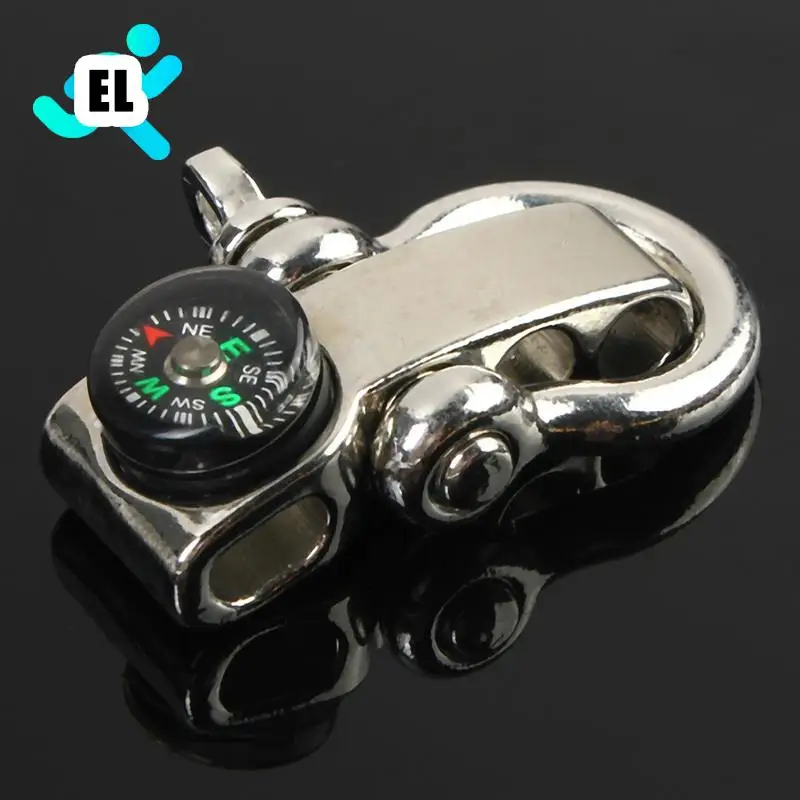 

High quality Adjustable U Shape Anchor Shackle Outdoor Survival Rope Bracelet Buckle with mini for Compass