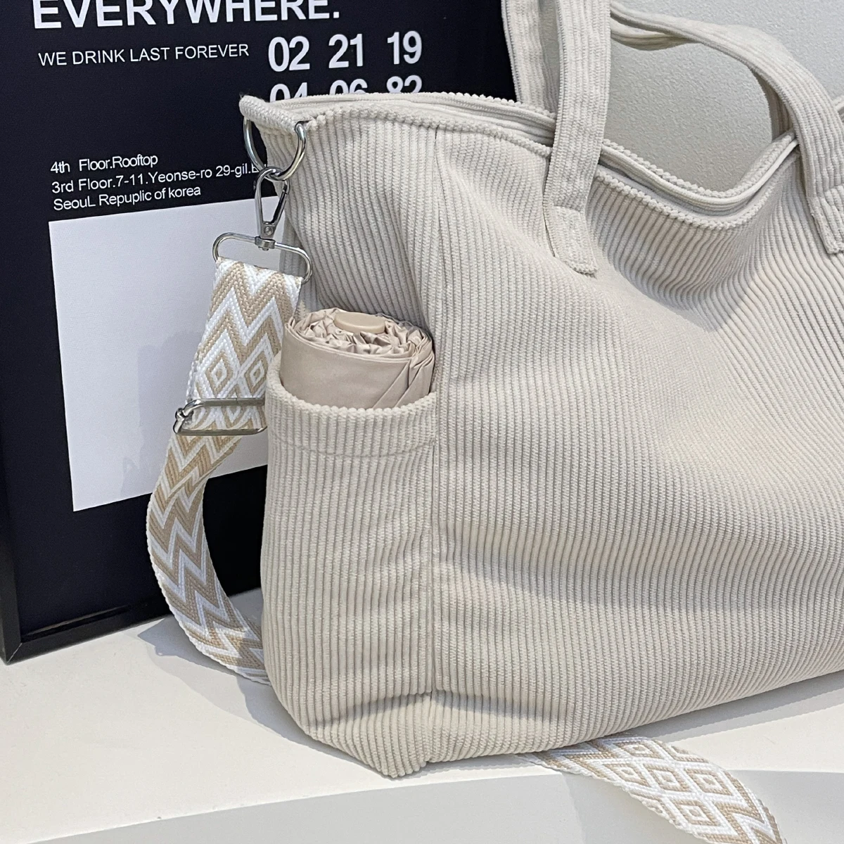 Casual and Lazy Style Bag for Women, Autumn and Winter New Fashion Corduroy Tote Bag, Large Capacity Commuter Shoulder Bag, Underarm Bag, Crossbody Bag