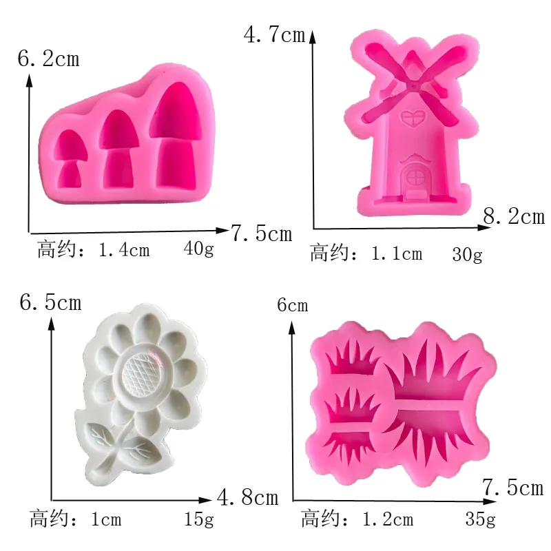 Description Picture 2 of itemWindmill Grass Mushroom Fondant Silicone Mold Kitchen DIY Cake Baking Tool Cookies Gummy Chocolate Mold Cupcake Decoration Mould
