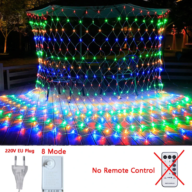 Guirnalda de luces LED de malla navideña de 3 m, 6 m, 12 m y 18 m, cortina de hadas para exteriores, resistente al agua, para fiestas, jardines, decoración de bodas