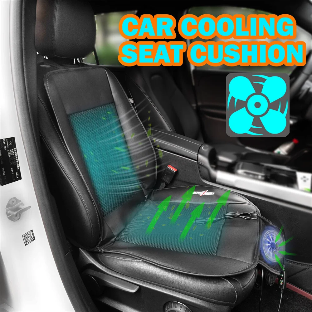 Leather Car New Summer Cool Cushion Fan Blowing Ventilation Seat Covers Seat  Cooling Air Cushion + Cigarette Lighter Controller