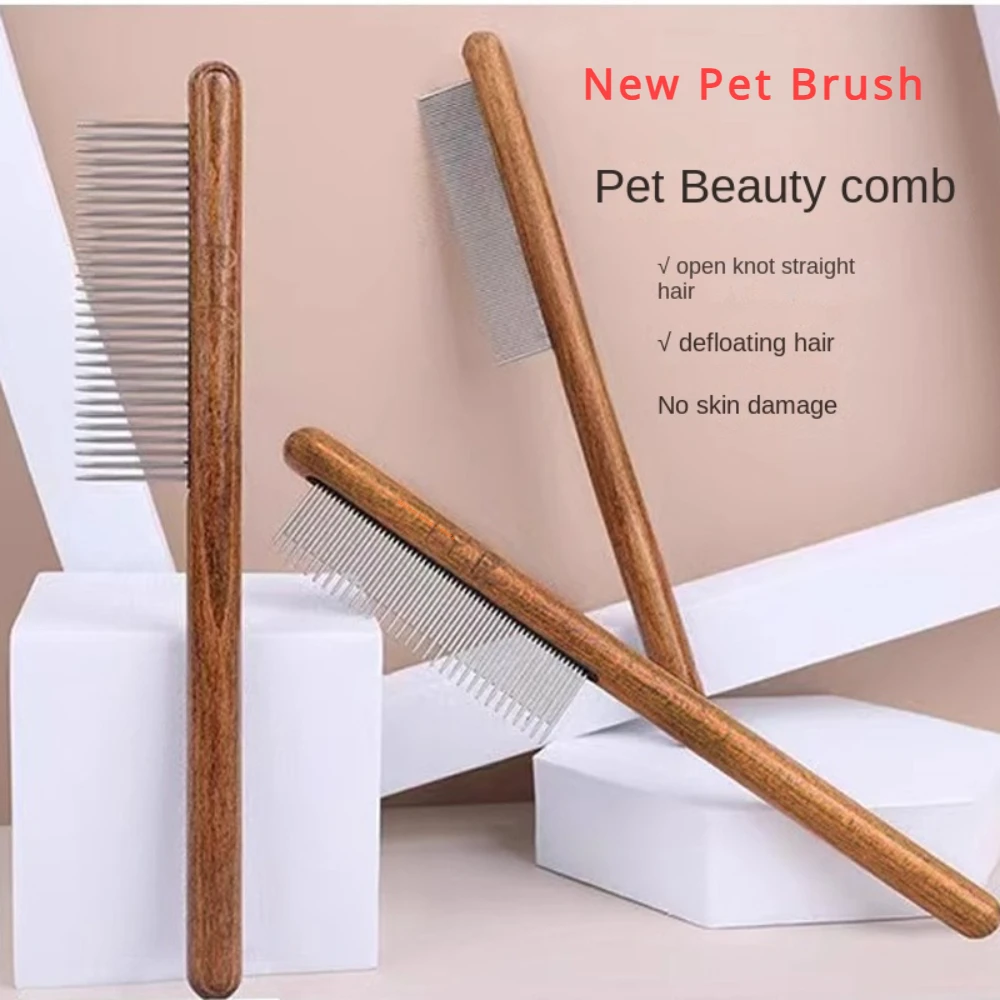 

Расческа для домашних животных, щетка из нержавеющей стали с деревянной ручкой, средство для удаления шерсти у домашних животных