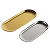 Stainless Steel European Oval Gold Tray Thickened Western Food Dessert Single Layer Flat Tray Jewelry Item Multi-Purpose Storage 6
