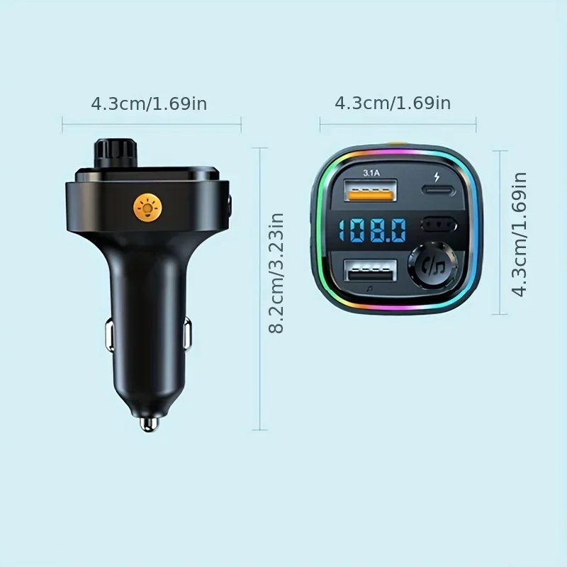 FM Transmitter Car MP3 Player VIKEFON Bluetooth 5.0 Handsfree Car Radio Modulator With 15W USB Super Quick Charge Adapter for Car