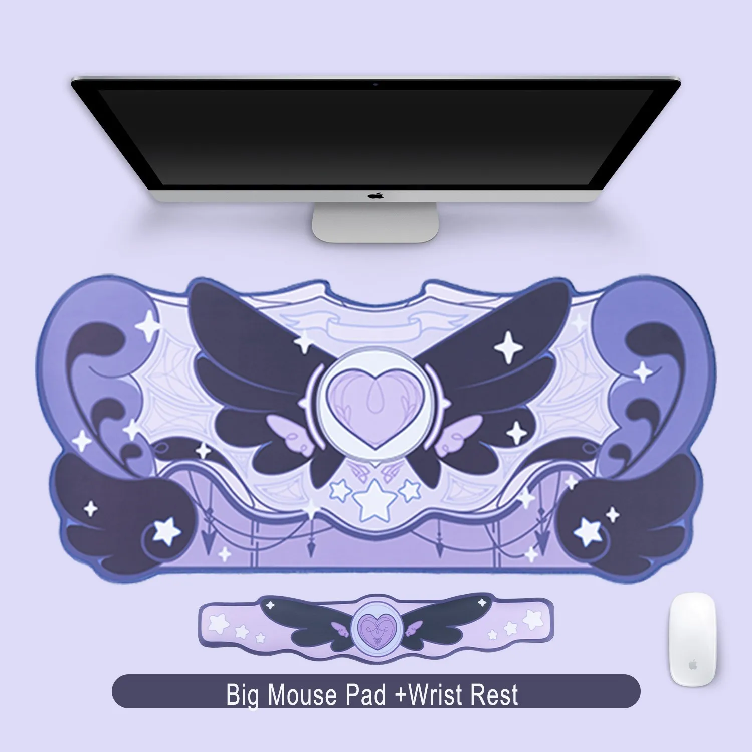 Geekshre-kawaii Computador Gaming Mouse Pad Pink Star Wings Esteira de Mesa de Escritório Anti-slip Esteiras Impermeáveis Tamanho Grande Presente