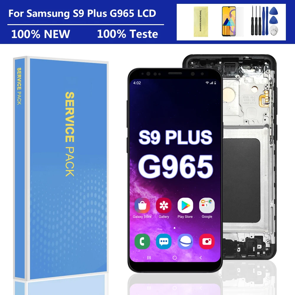 

100% Tested AAA S9+ LCD with frame for SAMSUNG Galaxy S9 Plus G965 G965F Display Touch Screen Digitizer Assembly Replacement