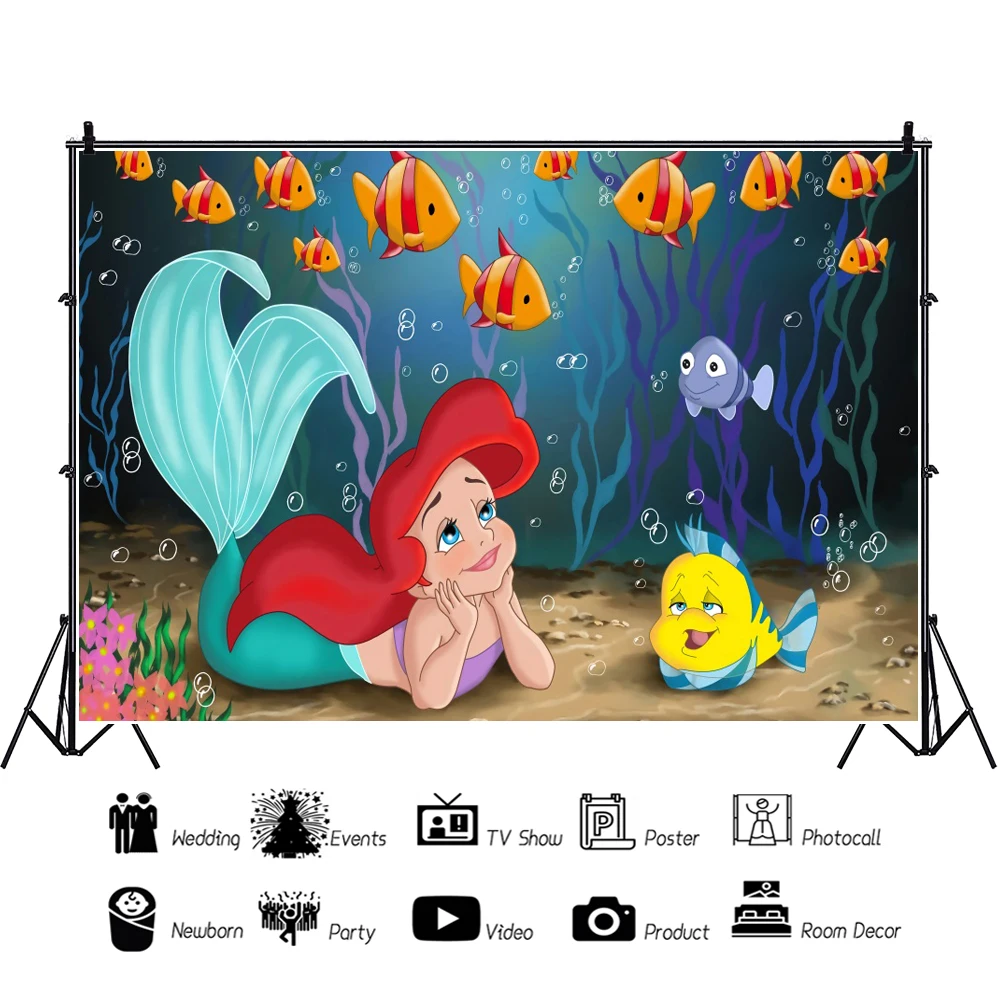 Ariel Little Mermaid Princess Backdrop Mermaid Background