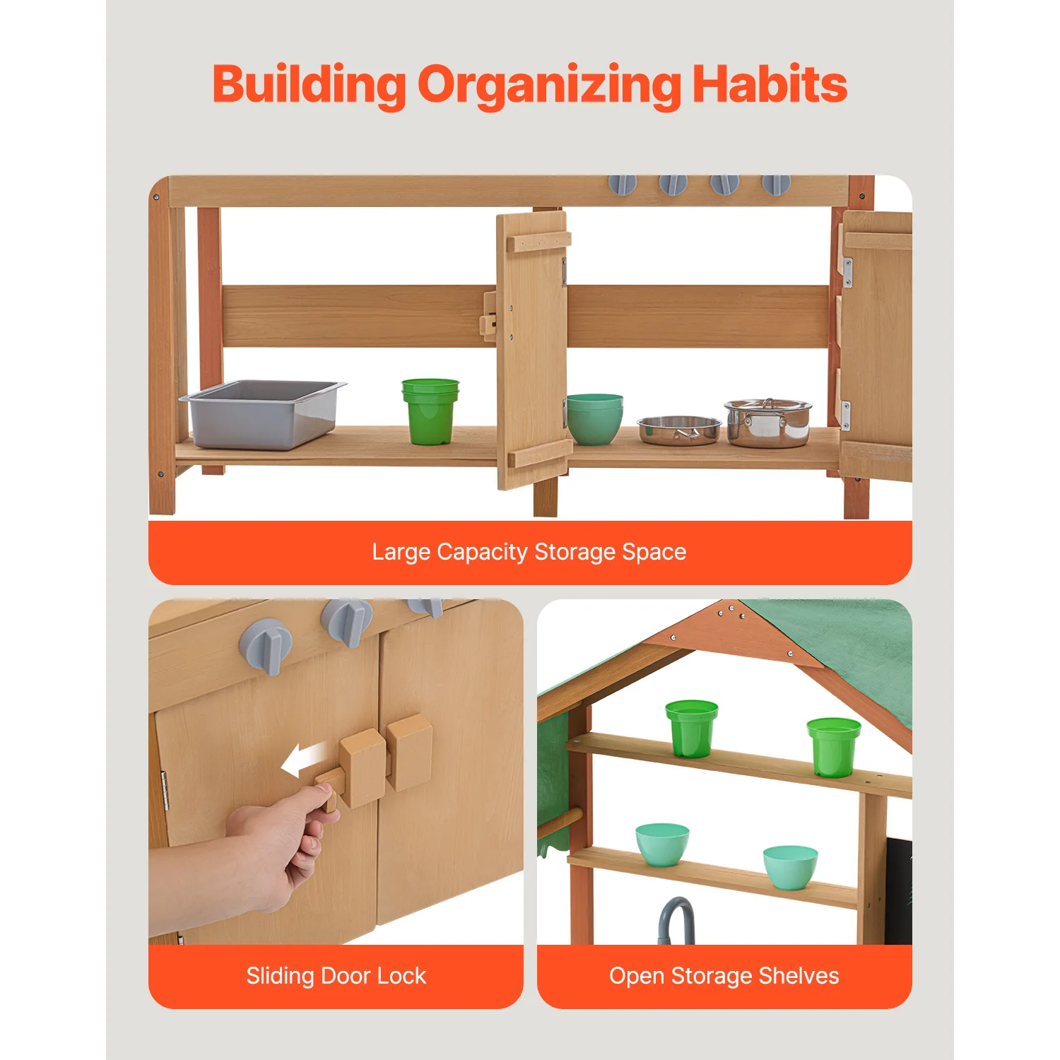 Outdoor Kids Mud Kitchen Playset with Stove and Faucet