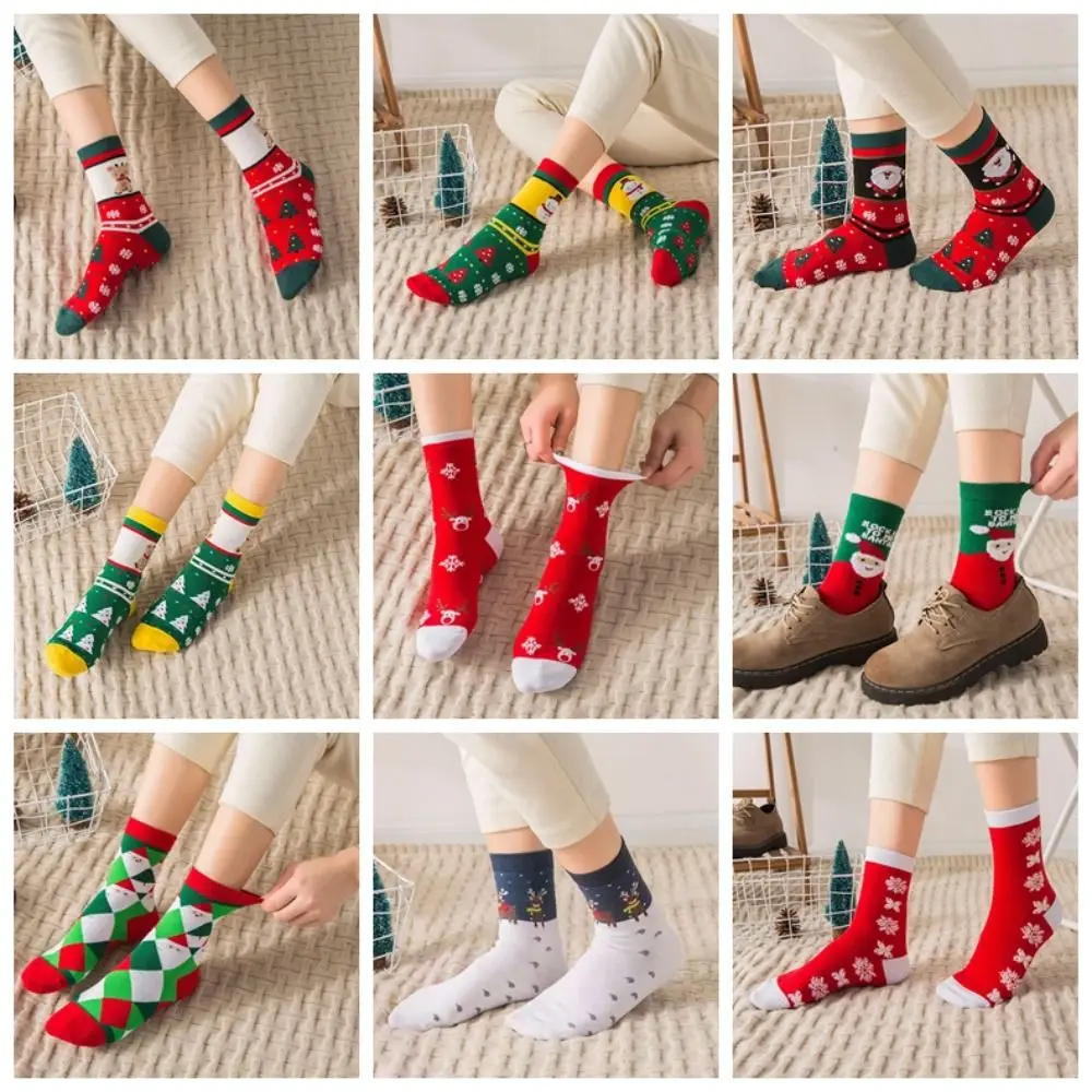 Funny Snow Christmas Socks Thickened Cotton Happy Christmas Socks Middle Tube Socks Elk Christmas Tree Socks Children