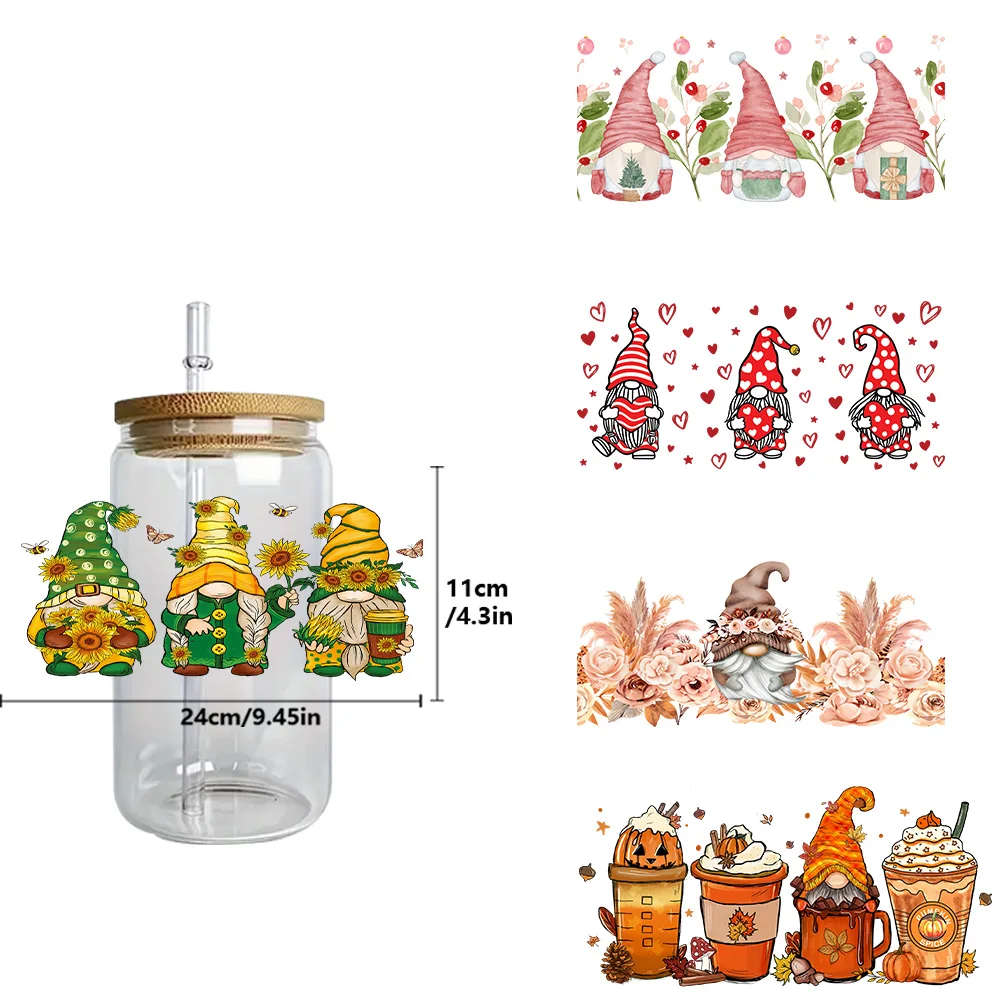 Cartoon dwarfs peel waterproof DIY Decals 3D transfers uvdtf crystal stickers 16oz uv dtf cup wraps for Libbey Glasses