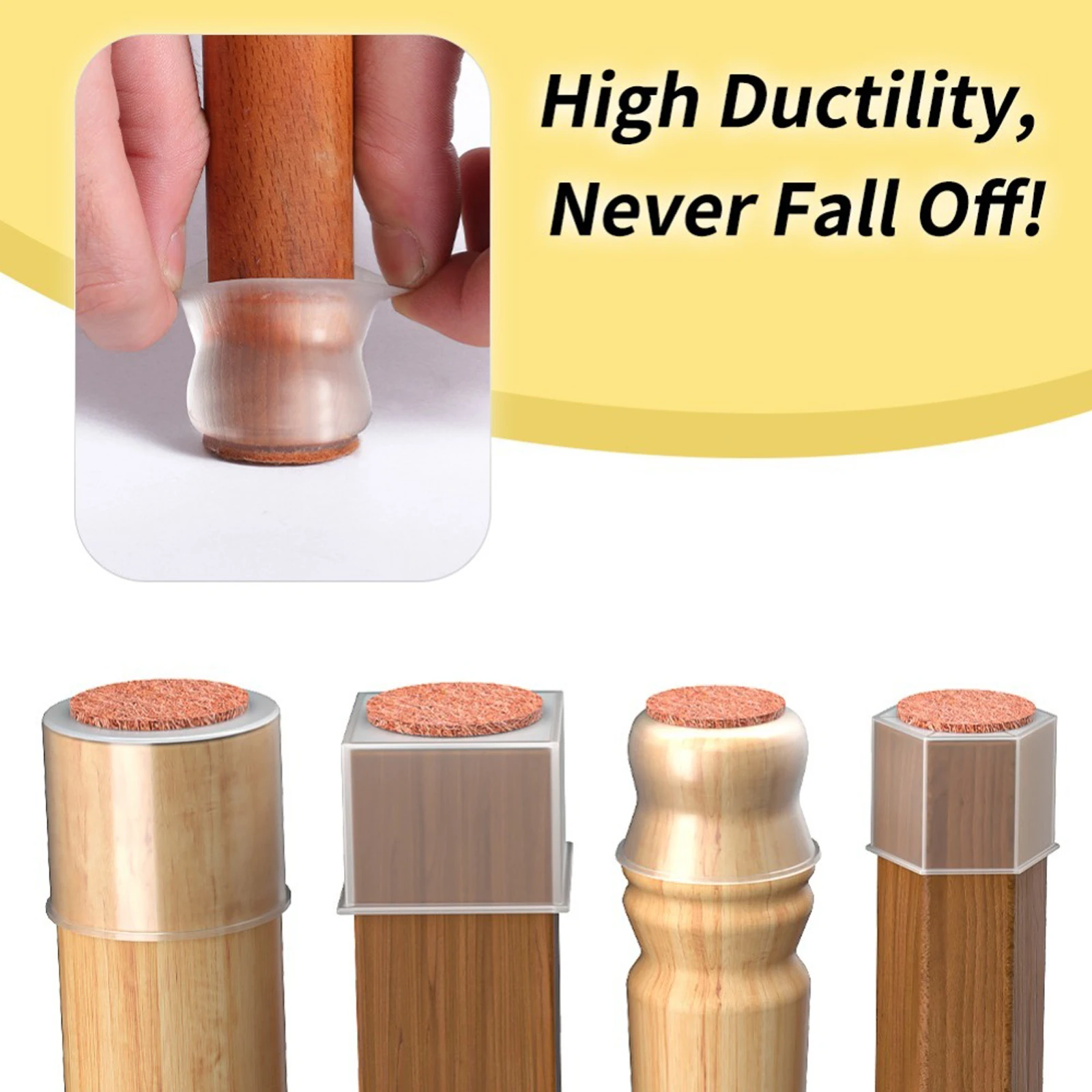 Silicone Chair Leg Floor Protectors 16pcs Transparent Round Chair Leg Covers Noise & Scratch Reduction