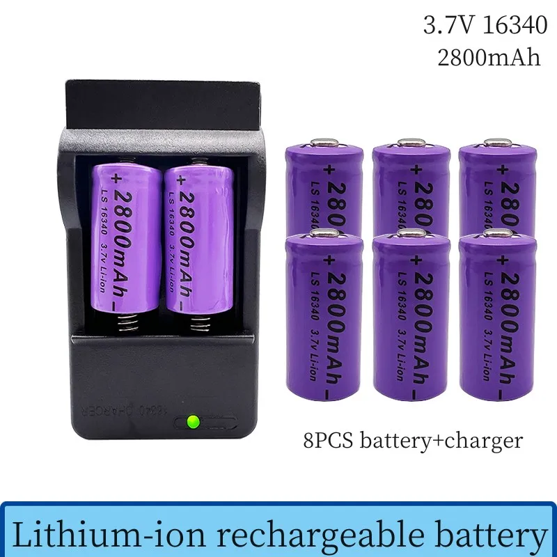 

New 3.7V 2800mAh Lithium Li-ion 16340 Battery CR123A Rechargeable Batteries 3.7V CR123 for Laser Pen LED Flashlight Cell+Charger