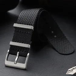 Premium Waterproof Military Canvas Nylon Watch Band - Universal Fit, Multiple Sizes Available - 22mm (Black)