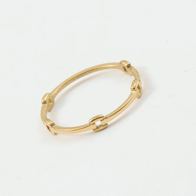 High End PVD Waterproof&No Fade Thin Ring for Women Stainless Steel Hollow Ring Jewelry 4