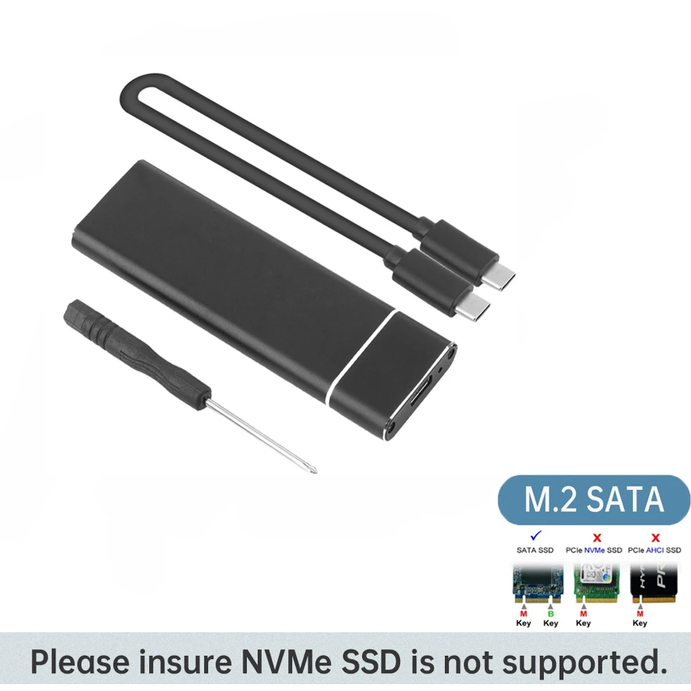 M.2 portable ssd hard disk SSD cases type c usb 3.1 M2 SATA NGFF 2242/2260/2280 B key hard drive HD enclosure silver Black
