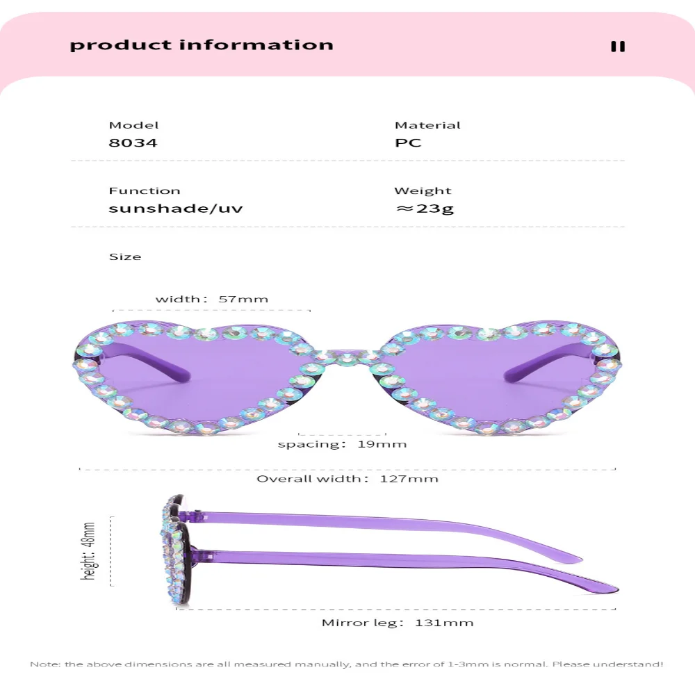 Lentes de Sol Rimless Corazón con Strass (UV400) Sf3fb37c7414443878c6500c93cc83f998