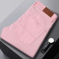 Nouveau haute qualité hommes tendance jaune rouge blanc jean 2024 printemps automne mâle taille haute pantalons décontractés marque classique Denim pantalon 2
