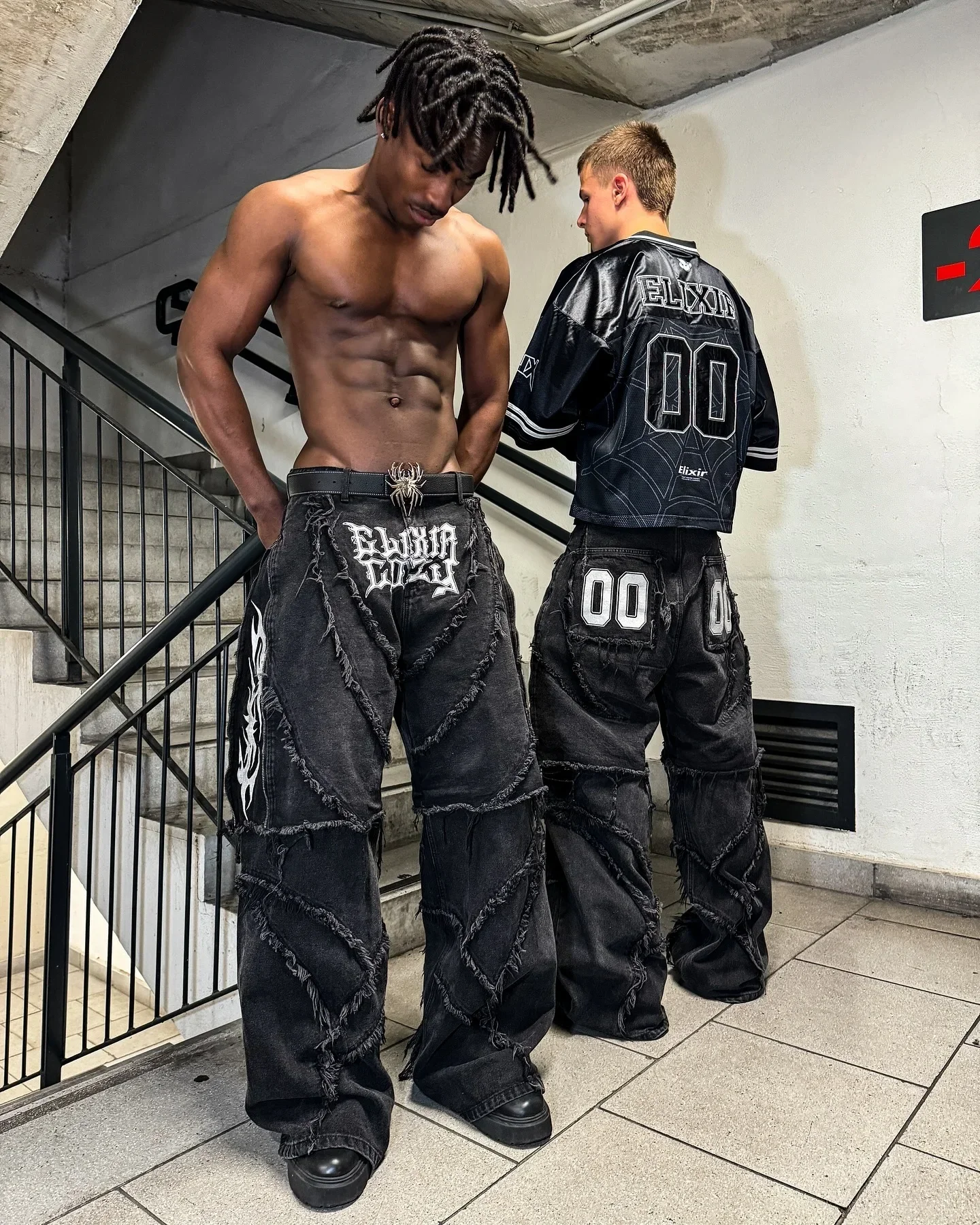 Y2k Patchwork Stripe Embroidery Fur Edge Jeans Fashion America