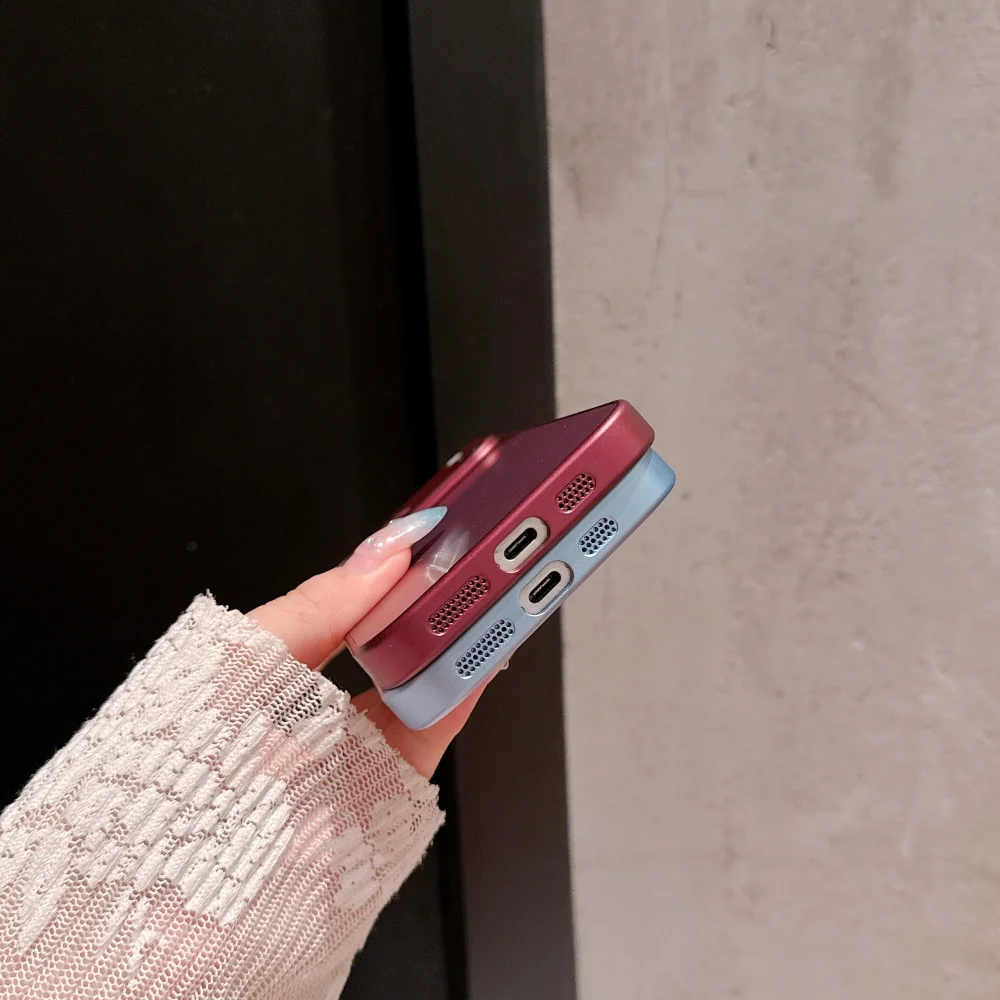 Burgundy Red Shockproof Phone Case with Soft Bumper and Enhanced Protection