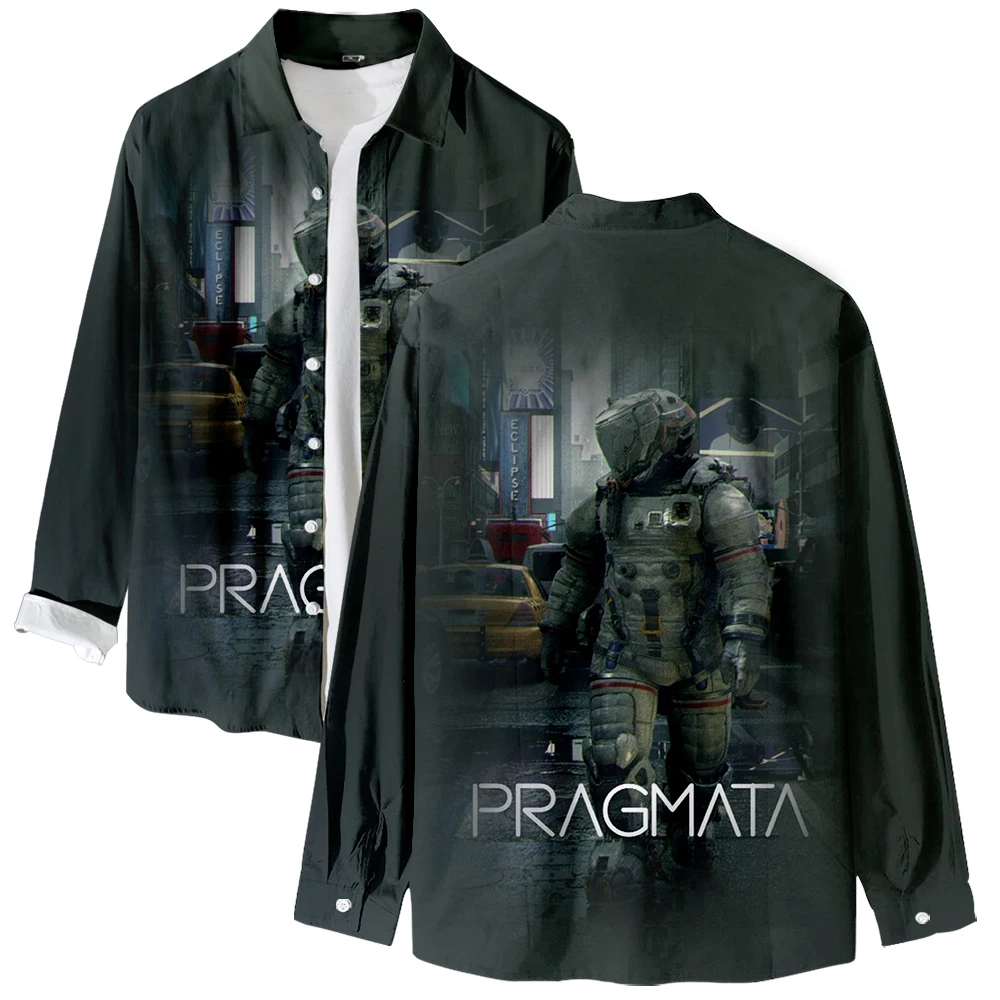

Pragmata Long Sleeve Shirts V-Neck Turn-down Collar Button Shirt Casual Style Tops