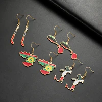 Kkjoy New Stainless Steel Dripping Oil Italy Afghanistan Chile Oromia Geography Map Earrings for Women Gold Color Jewelry Gifts 1