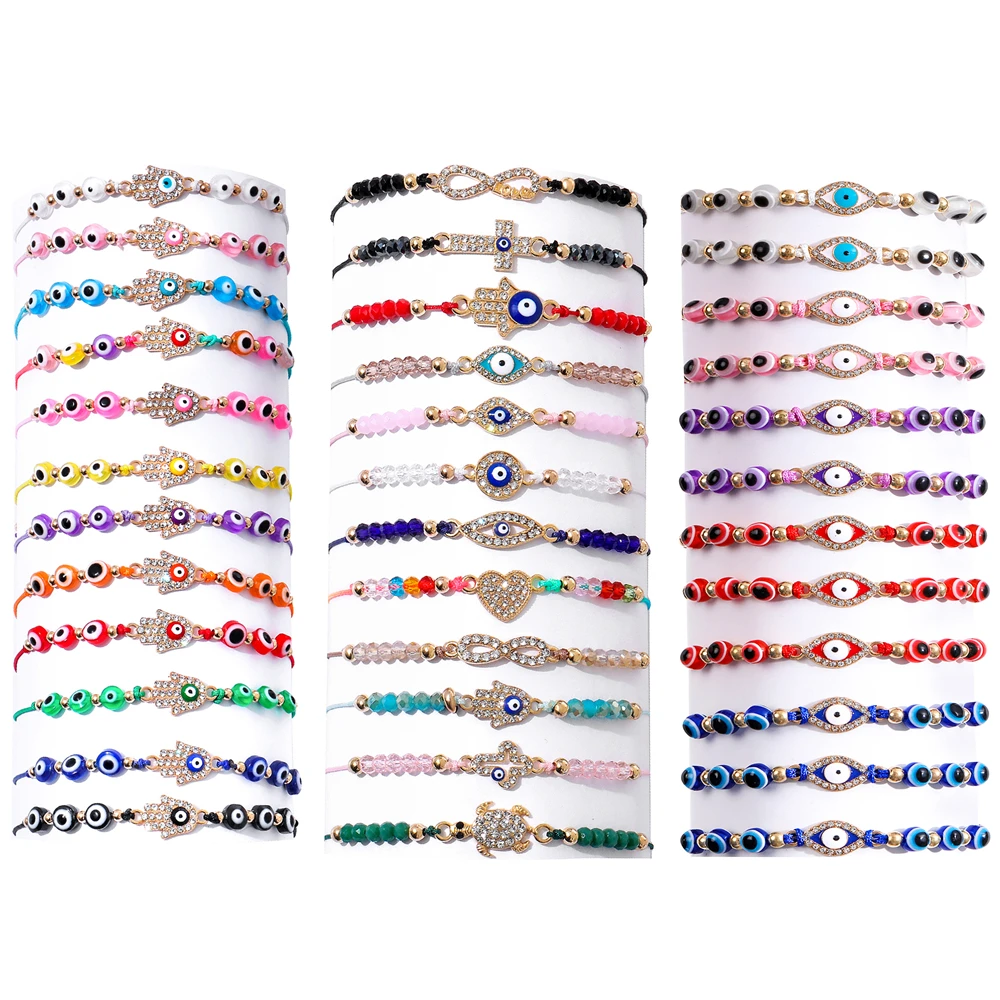 

36 Pcs Evil Eye Bracelets Pack Mexican Braclets Set ojo bracelet Protection Amulet Anklets Jewelry Gift for Women Girls Boys