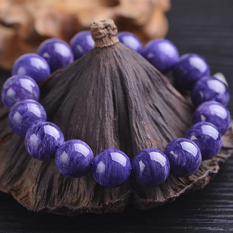 Stone bead bracelet Natural stone bracelet Beaded bracelet Crystal bracelet Natural Charoite Beads bracelet Amethyst Stone Crystal Women Fashion Jewelry Single circle Elastic rope Charoite bracelet Gifts