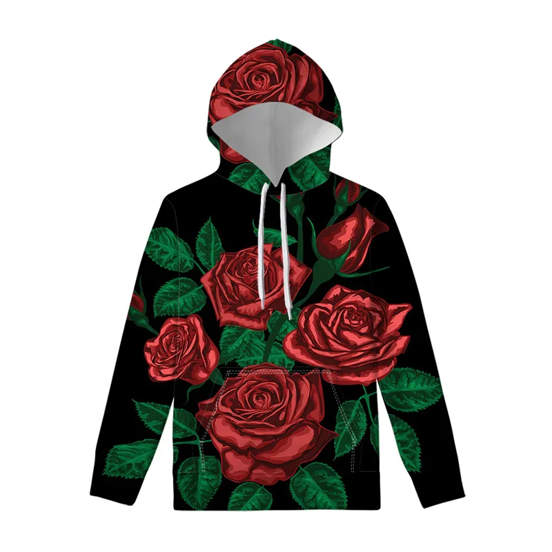 Sudadera con capucha con estampado 3D de flores de rosas coloridas para hombre y mujer, jersey con estampado floral de Harajuku, ropa de calle para primavera y otoño
