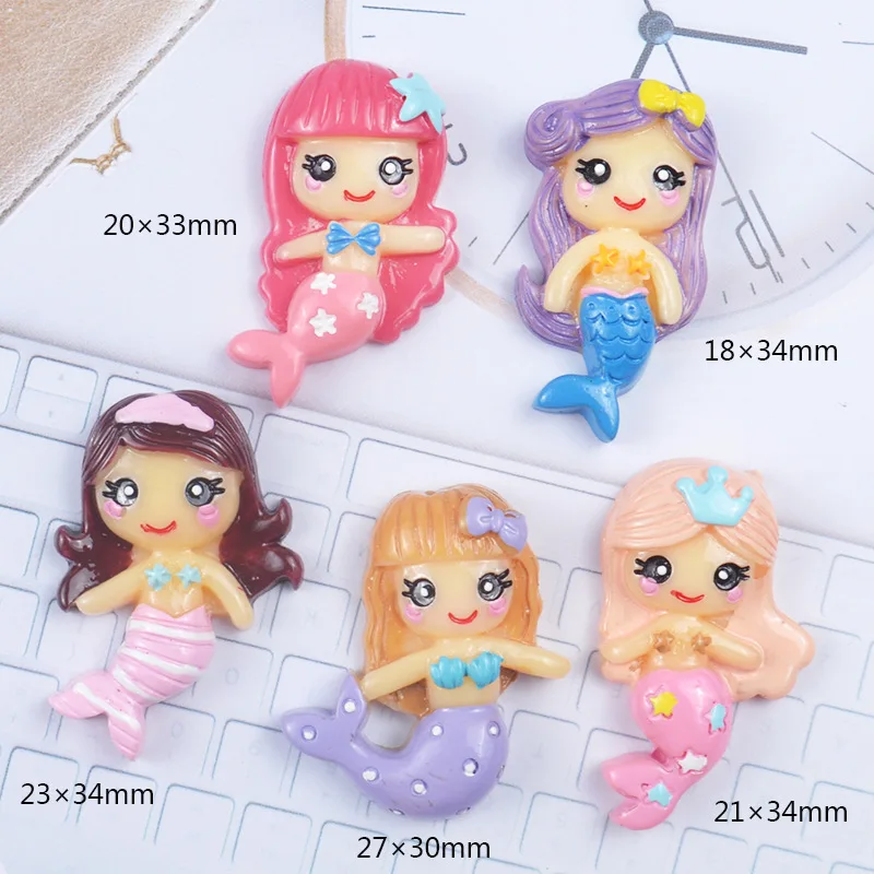 6 teile/beutel Harz Meerjungfrau Creme DIY Telefon Fall Dekor Schreibwaren Box Miniatur Dekoration DIY Ohrringe Meerjungfrau Miniatur Dekor – Detail 2