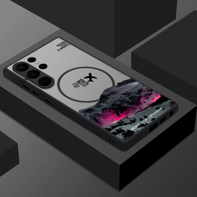 Airplane Snow Mountain Magnetic Matte Phone Case Cover